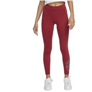 Nike Maroon Futura Graphic Leopard Logo Leggings